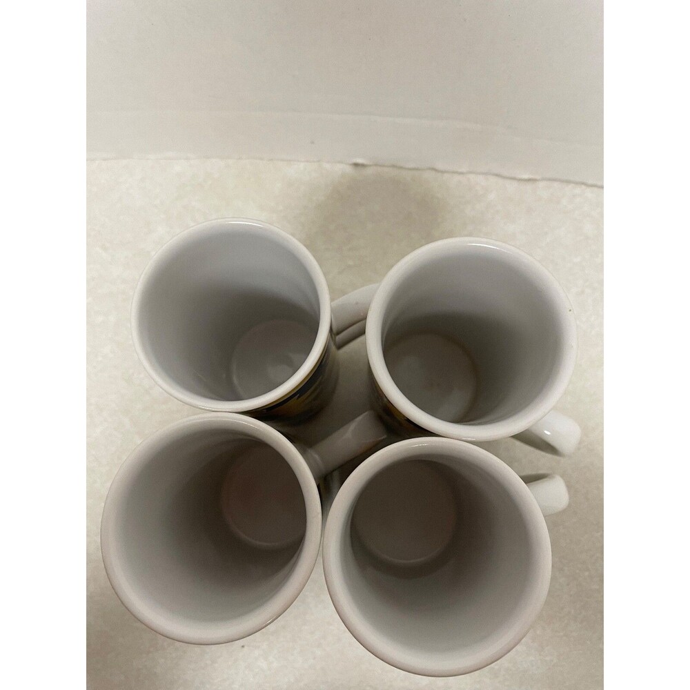 GANZ Vintage  4 Espresso Cappuccino Ceramic Cups Flower Design 5oz. Sunflower - Picture 2 of 6